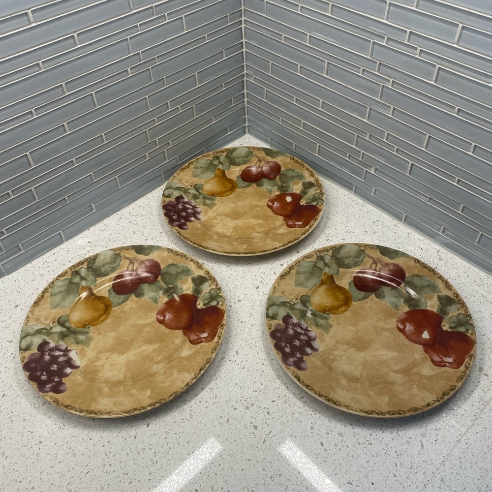222 Fifth "CORTLAND" Cheri Blum ~ Set of 3 ~ Dinner Plates ~ 10 5/8"